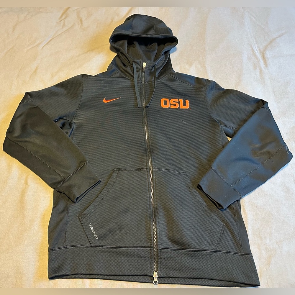 Nike Therma Fit Oregon State Beavers Hoodie Mens Medium Black NCAA Full Zip